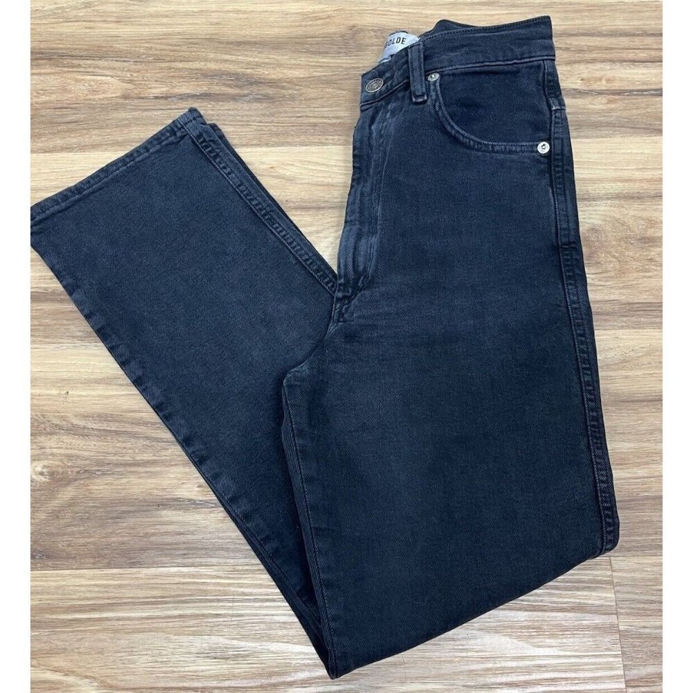 AGOLDE Pinch Waist High Rise Straight Jeans Women's Size 24 Black Organic Cotton